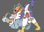 2_penises anal anal_penetration anatid animal_genitalia animal_penis anseriform anthro anus aquatic avian balls beak benji_(artist) bird bite blush bodily_fluids butt chastity_cage chastity_device clenched_teeth clothing cum cum_in_ass cum_inside drake_(an_dork) duck duo erection feral fish food for_a_head fruit genital_fluids genitals halloween hemipenes hi_res holidays jeff_the_land_shark land_shark_(species) male male/male male_penetrated male_penetrating male_penetrating_male mammal marvel marvel_rivals multi_genitalia multi_penis nude object_head penetration penile penis plant pumpkin pumpkin_head sex shark shirt simple_background tail teeth tongue tongue_out topwear