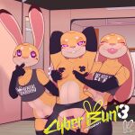 2025 anthro barcode barcode_on_pubis barcode_tattoo bite biting_lip bottomless bottomless_anthro breasts bunn-e bunnysinfull clone clothed clothing countershade_torso countershading cover cover_art cover_page crotchless_clothing cybernetic_eye cybernetic_limb cybernetics ear_piercing facial_piercing female female/female group heart_eyes heart_symbol hi_res lagomorph lip_piercing long_ears machine mammal naught_joe nose_piercing panties pasties piercing robot robot_anthro shortstack size_difference slim small_breasts smaller_female tattoo tongue tongue_out tongue_piercing topless topless_anthro topless_female trio underwear wide_hipped_anthro wide_hipped_female wide_hips