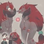 >_< 1:1 2026 accessory ambiguous_gender ambiguous_humanoid anthro bedroom_eyes begging_for_sex big_butt biped black_body black_fur black_hair blep blush blush_lines bodily_fluids book butt censor_bar censored censored_genitalia censored_vulva chest_tuft claws clothed clothed_ambiguous clothed_humanoid clothing covering covering_crotch cutaway dated digital_drawing_(artwork) digital_media_(artwork) digitigrade disinterested drooling duo elf eyes_closed fake_horns female female_anthro fingering fingering_self flat_chested flying_sweatdrops front_view fur generation_5_pokemon genital_fluids genitals green_eyes grey_background grey_body grey_butt grey_fur hair hand_on_butt hand_on_own_butt headband heart_pupils hi_res humanoid humanoid_pointy_ears iimia in_heat ineffective_censorship japanese_description kneeling leaking_vagina leaning leaning_forward long_hair looking_at_viewer masturbation narrowed_eyes nintendo nude nude_anthro nude_female ovulating ovum ovum_with_heart pawpads pointy_ears pokemon pokemon_(species) portrait presenting presenting_hindquarters presenting_vulva reading reading_book rear_view red_body red_claws red_fur red_hair red_pawpads rejection saliva seductive sequence shaking_butt short_hair signature simple_background solo_focus sweat sweatdrop three-quarter_portrait three-quarter_view tongue tongue_out tremble_spikes tuft vaginal_fluids vaginal_fluids_on_hand vulva white_body white_fangs white_skin wide_hips zoroark