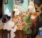  bad_drawr_id bad_id cake candle chair copyright_request cup deer dinner drinking_glass family food hat midorikawa moomin oekaki pie top_hat wine_glass 