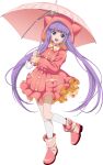  1girl animal_ear_hood animal_ears artist_request boots cat_ears full_body game_cg highres holding holding_umbrella hood kneehighs long_hair looking_at_viewer official_alternate_costume official_art open_mouth pink_boots pink_hood pink_raincoat pink_umbrella purple_eyes purple_hair raincoat rubber_boots smile socks solo sophie_(rainy_fashion)_(tales) sophie_(tales) standing standing_on_one_leg tales_of_(series) tales_of_asteria tales_of_graces third-party_source transparent_background twintails umbrella very_long_hair white_socks 