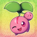  artsymii cherubi colorful_background floral_background gradient_background looking_at_viewer no_humans one_eye_closed open_mouth pokemon pokemon_(creature) solo 