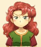  commentary_request curly_hair dragon_quest dragon_quest_vii green_eyes long_hair looking_at_viewer maribel_(dq7) red_hair solo tanuki_(die_abendwolke) 