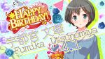  1girl :o aqua_flower aqua_rose bad_id balloon bilingual_text blue_eyes blue_flower blue_rose blue_shirt blush bow breasts character_name collarbone confetti english_text flower game_cg ghost green_bow grey_hair grin happy_birthday heart heart_balloon idol_wars jewelry looking_at_viewer mixed-language_text necklace official_art orange_flower orange_rose parted_lips plaid_background red_ribbon ribbon rose second-party_source shirt short_hair small_breasts smile solo star_(symbol) string_of_flags unworn_bow upper_body utsunomiya_fumika yellow_bow yellow_ribbon 