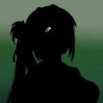  1girl commentary gradient_background green_background green_eyes grey_background hair_bun link!_like!_love_live! long_hair looking_at_viewer love_live! otomune_kozue shinanoya_(satanicad) side_ponytail sidelocks silhouette single_side_bun solo upper_body virtual_youtuber 