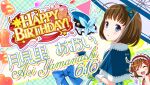  2girls :o ahoge bad_id balloon bilingual_text blue_bow blue_capelet blue_eyes blue_gloves blue_hat blush bow capelet character_name closed_eyes confetti english_text facing_viewer fingerless_gloves flower frilled_hairband frills from_behind game_cg gloves green_bow green_hairband hair_ornament hairband happy_birthday hat heart_balloon holding holding_umbrella idol_wars looking_at_viewer looking_back mixed-language_text multiple_girls official_art open_mouth orange_flower orange_rose plaid_background red_hairband red_ribbon ribbon rose second-party_source short_hair siblings sisters smile star_(symbol) string_of_flags tears teeth triangle_hair_ornament twins umbrella under_umbrella unworn_bow unworn_hat unworn_headwear upper_body upper_teeth_only w white_gloves white_umbrella yamanashi_akane yamanashi_aoi 