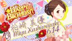  1girl bad_id balloon bilingual_text blush brown_eyes brown_hair character_name confetti dot_nose english_text floral_print floral_print_kimono flower from_side game_cg hair_bun happy_birthday heart_balloon idol_wars japanese_clothes kashiwazaki_miyu kimono looking_to_the_side mixed-language_text obi official_art orange_flower orange_rose orange_sash parted_bangs parted_lips pink_flower plaid_background print_kimono red_flower red_ribbon ribbon rose sash second-party_source short_hair single_hair_bun solo star_(symbol) string_of_flags striped_sash upper_body yellow_kimono 