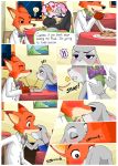  ! &lt;3 2017 anthro blush canine clothed clothing comic disney drunk english_text food fox hi_res judy_hopps kissing lagomorph male mammal nick_wilde pasta peanut.k rabbit spaghetti speech_bubble text zootopia 