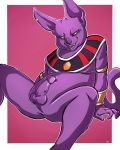  anthro balls border cat champa dragon_ball dragon_ball_super ear_piercing erection feline glans humanoid_hands humanoid_penis looking_away male mammal mostly_nude naughty_face open_mouth overweight overweight_male penis piercing pink_background portrait precum purple_balls purple_penis purple_skin simple_background sitting skye3337 solo sphynx_(cat) teeth three-quarter_portrait white_border yellow_eyes 