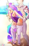  2018 absurd_res anthro anthrofied areola beach blush breasts butt clothed clothing cum cutie_mark digital_media_(artwork) dragk duo equine exhibitionism eyeshadow fan_character female footwear friendship_is_magic from_behind_(disambiguation) fur hair hair_over_eye hi_res horn horse long_hair makeup male male/female mammal multicolored_hair muscular my_little_pony nipples nude outside penetration princess_celestia_(mlp) public pussy seaside sex smile swimsuit tattoo unicorn water winged_unicorn wings 