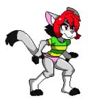  bottomless cat clothed clothing digital_media_(artwork) ear_tuft feline hair legwear male mammal pantygremlin pixel_(artwork) red_eyes red_hair short_hair socks solo tuft underwear 