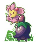  absurdres artist_name cherrim cherrim_(overcast) cherrim_(sunshine) commentary english_commentary highres kingchicken3000 leaf looking_to_the_side no_humans open_mouth outline pokemon pokemon_(creature) simple_background transparent_background white_outline 