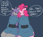  &lt;3 2015 anthro anthrofied big_breasts breasts clothed clothing dialogue duo earth_pony english_text equine female friendship_is_magic fur grey_body hair horse huge_breasts long_hair mammal maud_pie_(mlp) my_little_pony navel pink_body pink_hair pinkie_pie_(mlp) pony purple_hair sibling sisters somescrub text 