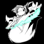  ambiguous_gender anthro big_tail black_and_white black_background clothed clothing fatz_geronimo fire hair holding_object lantern litsune low_res monochrome simple_background sketch solo spot_color unknown_species 