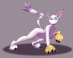  2016 2_toes 3_fingers anthro black_claws black_nose bodysuit claws clothed clothing costume digimon digital_drawing_(artwork) digital_media_(artwork) feline gatomon helixjack male mammal pink_eyes rubber shiny simple_background skinsuit solo spiral spiral_eyes stripes tight_clothing toes 