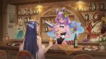  ai-generated alcohol bar_(place) bartender highres isekai:_slow_life joyce_(isekai:_slow_life) leotard monster_girl non-web_source slime_girl wine 