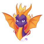  absurd_res dragon feral fire hi_res horn lexidart looking_at_viewer male nude purple_eyes purple_skin scalie simple_background smile solo spyro spyro_the_dragon video_games western_dragon white_background wings 