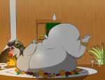  americananomaly_(artist) anthro belly big_belly big_breasts big_butt breasts butt female hippopotamus holidays huge_butt looking_at_viewer mammal nipples nude overweight solo thanksgiving 