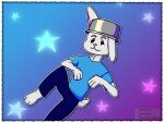 absurd_res anthro border clothed clothing digital_media_(artwork) feet fur hi_res lagomorph leporid looking_at_viewer male mammal paint_tool_sai_(artwork) pan rabbit rahony simple_background smile solo star tail white_border