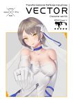  absurdres bare_shoulders blush breasts bridal_veil brown_hair choker cleavage closed_mouth collarbone dress earrings elbow_gloves eyebrows_visible_through_hair girls_frontline gloves highres jewelry large_breasts looking_at_viewer off-shoulder_dress off_shoulder ring short_hair solo star vector_(girls_frontline) veil wedding_dress wedding_ring white_gloves xian_yu_zhanshi yellow_eyes 