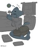 2026 anthro aroused big_butt blue_body blue_fur butt cartoon_network clothed clothing dildo domestic_cat edalv felid feline felis female folded_clothing fur glistening huge_butt mammal mature_anthro mature_female nicole_watterson nude open_mouth open_smile sex_toy simple_background smile solo text the_amazing_world_of_gumball yellow_background