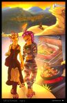 absurd_res aimy anthro appliance aquatic backpack bag baked_goods boots bottomwear breasts camo camo_bottomwear camo_clothing camo_pants camo_print claws cliff clothed clothing detailed_background digital_media_(artwork) dragon duo evergreen_tree female fish food footwear forest fruit hair hand_holding handbag hi_res horn jewelry kitchen_appliance lips mountain mythological_creature mythological_scalie mythology necklace oil onion open_mouth oven pan pants pascale pattern_bottomwear pattern_clothing pattern_pants pine_tree plant potato purple_hair red_eyes river scalie shoes smile stove sunset tail teeth tomato topwear town tree vegetable warrnet