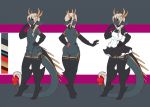  2018 alicia_carver anthro clothed clothing dragon female flat_chested hair horn maid_uniform mocha-wing model_sheet nude pussy scalie simple_background solo standing uniform white_hair 