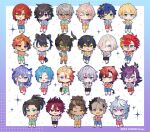  6+boys akebiashita animal_ears antenna_hair aqua_eyes aragami_oga arurandeisu astel_leda axel_syrios banzoin_hakka black_hair black_shorts black_streaks blonde_hair blonde_streaks blue_eyes blue_hair blue_shirt blue_shorts blush_stickers braid brown_hair chibi chibi_only commentary_request copyright_notice crimzon_ruze crown dark-skinned_male dark_skin demon_horns everyone flower gavis_bettel glasses goldbullet gradient_background green_eyes green_shirt green_shorts grey_hair grin hair_flower hair_ornament hairclip halftone halftone_background hanasaki_miyabi hawaiian_shirt heterochromia hitodama hizaki_gamma hololive_super_expo_2024_outfit holostars holostars_english horns jackal_boy jackal_ears jackal_tail josuiji_shinri jurard_t_rexford kageyama_shien kanade_izuru kishido_temma lightning_bolt_hair_ornament lightning_bolt_symbol machina_x_flayon male_focus minase_rio mole mole_under_eye multicolored_hair multiple_boys multiple_braids octavio official_alternate_costume official_art one_eye_closed open_mouth orange_eyes orange_hair orange_shirt orange_shorts pink_eyes pink_hair pink_shirt pointy_ears ponytail purple_eyes purple_hair purple_shirt red_eyes red_hair red_shirt red_shorts regis_altare rikka_(holostars) shirt shorts side_braid single_braid single_hair_streak single_horn smile sparkle sparkle_background streaked_hair tail tri_braids two-tone_hair utsugi_uyu virtual_youtuber white_eyes white_hair white_shirt white_streaks yatogami_fuma yellow_eyes yellow_shirt yellow_shorts yukoku_roberu 