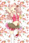  blush cure_yell dress flower long_hair magical_girl pink_hair red_eyes smile wink 