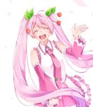  blush dress eyes_closed hatsune_miku long_hair pink_hair sakura sakura_miku smile tie twintails vocaloid 