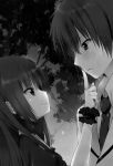  1boy 1girl kazehaya_kamito monochrome restia_ashdoll seirei_tsukai_no_blade_dance 