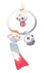 castform castform_(normal) chimecho commentary_request key keyring klefki no_humans open_mouth pokemon pokemon_(creature) pokemon_focus simple_background smile white_background wind_chime yellow_eyes yururung 