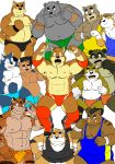  anthro armpit_hair bear big_muscles bulge canine clothed clothing daigo_kumano dog feline fist_bump group kenta_shiba_(character) kotetsu_oshima male mammal muscular muscular_male navel nipples shiba-kenta shiba_inu simple_background takeshi_inoyama tiger topless white_background wrestling wrestling_briefs wrestling_singlet 