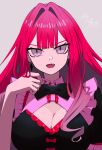  1girl absurdres baobhan_sith_(fate) black_bow black_dress bow breasts commentary_request dress fang fate/grand_order fate_(series) grey_eyes highres koma315ht large_breasts long_hair looking_at_viewer red_hair solo 