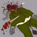 bad_end baseball_bat bat_(object) bat_(weapon) blood blunt_force_trauma bodily_fluids bone_breaking broken_skull clothing crush death elephant elephantid fitzgerald_carlisle formal_wear gore gore_focus hi_res male mammal mature_male overweight overweight_male porcumoose_artistries proboscidean snuff suit