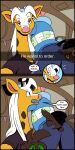  absurd_res anthro antlers brown_body brown_fur car comic dialogue fur generation_2_pokemon girafarig green_sclera hair hi_res horn inside_car inside_vehicle kyp_(character) male markings meme nintendo nonbinary_(lore) orange_sclera pink_nose pokemon pokemon_(species) sharp_teeth silly speech_bubble spikes spikes_(anatomy) spots spotted_body spotted_fur teeth trevor-fox trevor-fox_(character) vehicle white_hair yellow_body yellow_fur 