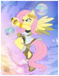  2016 abstract_background anthro blue_eyes boots border bracelet clothed clothed_feral clothing cloud crossover cutie_mark equine feathered_wings feathers female feral fluttershy_(mlp) flying footwear friendship_is_magic hair hair_ornament jewelry kid_icarus legwear long_hair mammal mane my_little_pony nintendo orbitars pegasus pink_hair pit solo tunic twifight_sparkill_(artist) video_games white_border wings 