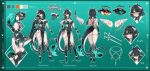  1girl aqua_eyes ashira_namato ass back_tattoo black_dress black_hair black_hood black_sclera black_shoes blush breasts character_name color_guide colored_sclera dragon_girl dragon_horns dragon_tail dress earrings fire flame-tipped_tail green_hair hand_on_own_hip high_heels horns indie_virtual_youtuber jewelry lyris-sama multiple_expressions multiple_views official_alternate_eye_color pelvic_curtain pointy_ears second-party_source shoes sword tail tattoo virtual_youtuber weapon yellow_eyes 