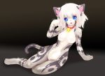  1girl artist_request blue_eyes breasts cat furry karin open_mouth short_hair solo white_hair 