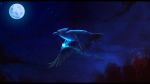  2016 avian bird black_bars blue_feathers detailed_background digital_media_(artwork) feathered_wings feathers feral flying moon night outside sinistereternity sky solo star starry_sky wings 