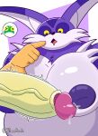absurd_res amphibian anthro belly big_ears big_nipples big_penis big_the_cat bodily_fluids ch4mm0zotz cheek_tuft clothing domestic_cat drooling facial_tuft felid feline felis frog froggy_(sonic) fur genital_fluids genitals glans glistening glistening_body glistening_nipples gloves handwear hi_res inverted_nipples male male/male mammal moobs multicolored_body nipples overweight overweight_male penis pink_glans precum purple_body purple_fur purple_nipples saliva sega simple_background sonic_the_hedgehog_(series) sweat tuft two_tone_body white_body white_fur yellow_sclera
