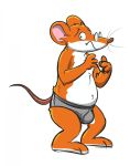  barefoot blush briefs bulge clothed clothing embarrassed eyewear gaia1234 geronimo_stilton glasses gray_underwear male mammal mouse rodent simple_background slightly_chubby topless underwear white_background 