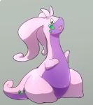  ambiguous_gender cute d5ma dragon feral gastropod goodra green_eyes grey_background is looking_at_viewer looking_up nintendo open_mouth pok&eacute;mon pok&eacute;mon_(species) purple_body scalie simple_background sitting solo video_games 