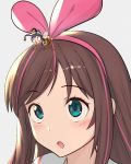  a.i._channel aqua_eyes bad_id bad_nicoseiga_id blush brown_hair eyebrows_visible_through_hair hacchi_(minashigo_hutch) hairband iwahana kizuna_ai konchuu_monogatari_minashigo_hutch lingerie looking_up multicolored_hair open_mouth pink_hair pink_hairband underwear virtual_youtuber 