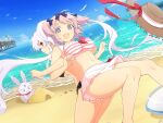  +_+ 2girls :d beach bikini bird black_bikini black_ribbon blue_eyes blue_sky blush boat bow breasts cloud day eyepatch flower-shaped_pupils frilled_bikini frills game_cg hair_bow hair_ornament hair_ribbon hat hibari_(senran_kagura) horizon large_breasts linea_alba long_hair looking_at_viewer multiple_girls navel ninto_(senran_kagura) ocean official_art open_mouth outdoors pier pink_bikini pink_hair pink_pupils rabbit red_eyes red_scarf ribbon sand sand_castle sand_sculpture scarf seagull senran_kagura senran_kagura_new_link shore short_hair short_twintails shuriken sky smile sparkle starfish straw_hat sun_hat swimsuit symbol-shaped_pupils twintails water watercraft weapon white_hair yaegashi_nan yagyu_(senran_kagura) 