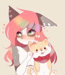  &lt;3 ambiguous_gender anthro blush bow canine chibi cyzarinefredek dog fur grey_fur hair highlights hybrid mammal paws pink_hair plushie procyonid raccoon rikki simple_background smile solo tongue tongue_out white_background white_fur wolf 