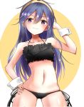  blue_eyes blue_hair fire_emblem fire_emblem:_kakusei highres indo_(mdtanaka2007) long_hair looking_at_viewer lucina navel smile solo tiara underwear 