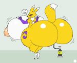 air_tank aliasing anthro armwear artist_logo artist_name bandai_namco bar_emanata big_breasts big_butt black_sclera blue_pupils breast_expansion breasts butt butt_expansion clothing countershade_breasts countershade_ears countershade_tail countershading curvy_figure dialogue digimon digimon_(species) digital_media_(artwork) elbow_gloves emanata english_text expansion eyelashes female fur glistening glistening_breasts glistening_butt glistening_nipples gloves handwear hi_res hose hose_in_butt huge_breasts huge_butt huge_hips huge_thighs hyper hyper_breasts hyper_butt hyper_hips hyper_thighs logo looking_at_viewer nipples pupils rear_view renamon signature small_waist solo speech_bubble tail text thatdawgmurray thick_thighs wide_hips yellow_body yellow_fur yin_yang