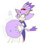 2026 accessory anthro belly belly_grab belly_squish big_belly black_nose blaze_the_cat bloated blush bottomwear clothing coat colored digital_media_(artwork) domestic_cat eyelashes felid feline felis female flat_colors forehead_gem gem goldenpieces hair hair_accessory hairband hand_on_belly hand_on_own_belly huge_belly mammal motion_lines navel overweight overweight_anthro overweight_female pants portrait purple_body purple_clothing purple_coat purple_ears purple_hair purple_tail purple_tailcoat purple_topwear red_gem red_hairband rumbling_stomach sega signature simple_background solo sonic_the_hedgehog_(series) squish tail tailcoat tan_inner_ear three-quarter_portrait three-quarter_view topwear white_background white_bottomwear white_clothing white_pants yellow_eyes