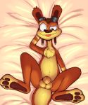  anthro balls barefoot daxter fangs fur hat jak_and_daxter long_ears looking_down lying male mammal mustelid nude on_back ottsel pawpads paws smile solo spread_legs spreading teeth tongue tongue_out video_games zachary911 zackary911 